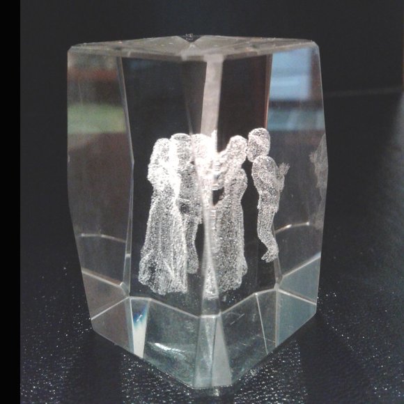 3D Valentine Laser Etched Crystal Cube - Picture 3 of 10